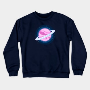 Cute Pink Planet Drawing Crewneck Sweatshirt